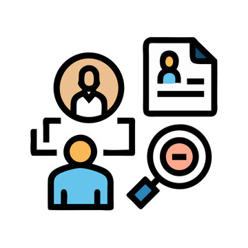 Hiring process icons representing applicant review and elimination steps