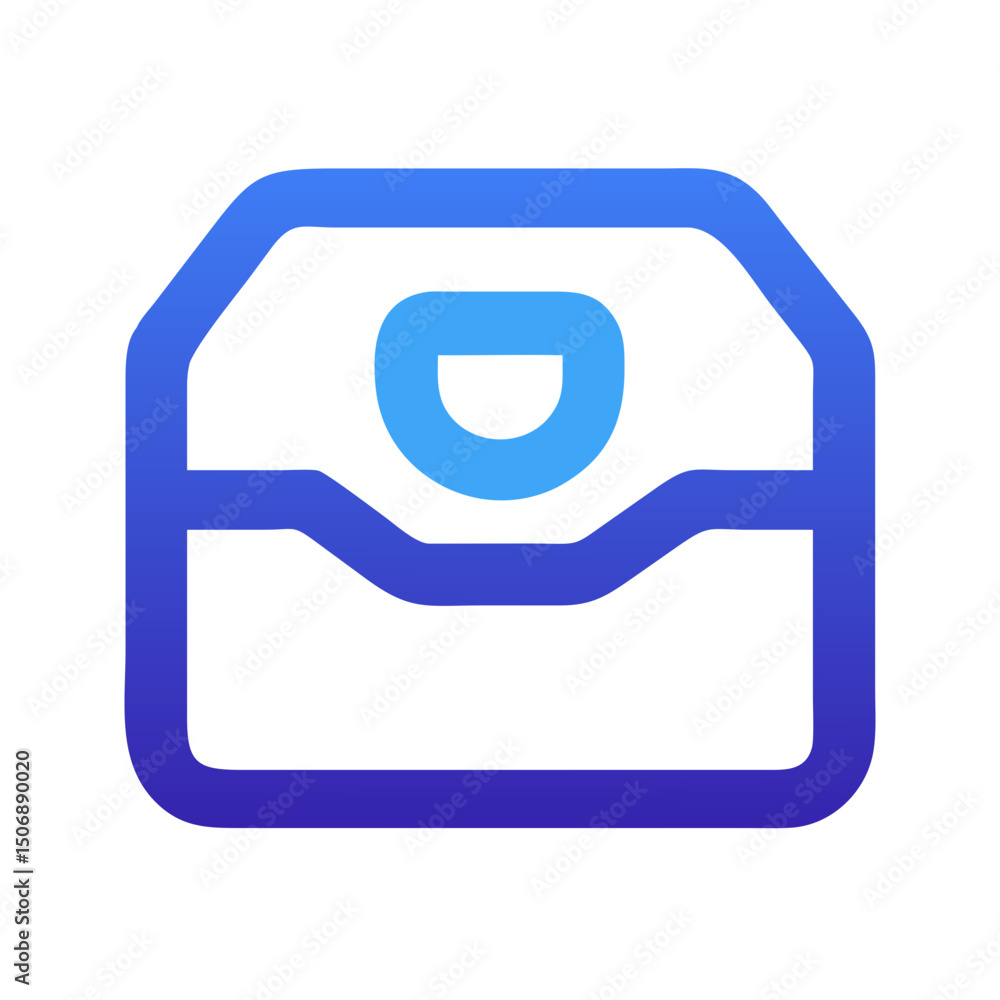Aufkleber stylized blue document inbox icon with gradated color
