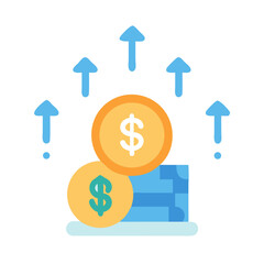 Flat Illustration of Money Increase on White Background