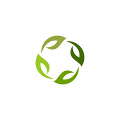circle leaf logo design. organic leaf icon vector