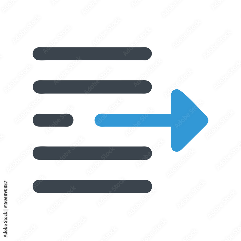 Poster indent arrow with text lines for direction concept graphic