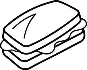 Mini BLT Sandwich Layered Snack Sketch Line Art Vector Illustration