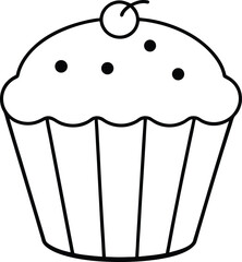 Mini Blueberry Muffin Baked Treat Line Art Vector Illustration