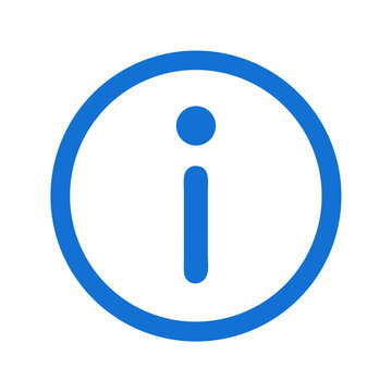 Blue information symbol icon on a White Background center