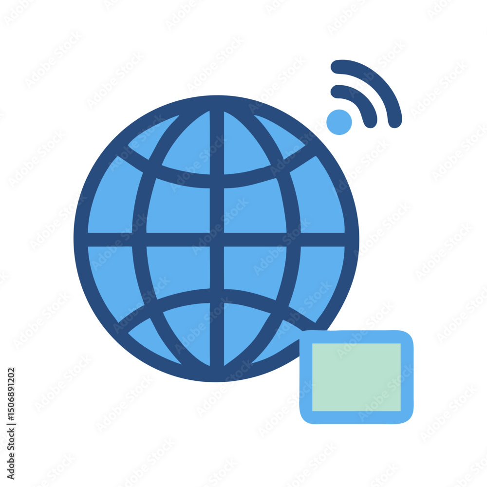 Poster global connection symbolized with wifi and data server icon