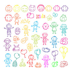 Kid crayon hand drawn background. Children school pencil bg. child icon. Vector kid sketch illustration. Cute crayon children pattern. Color pencil doodle