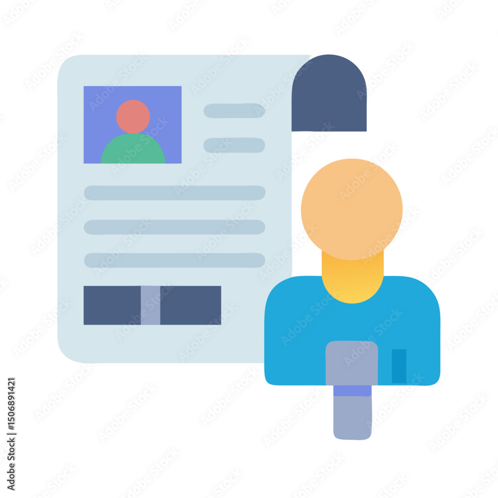 Poster job application with applicant information, flat design style