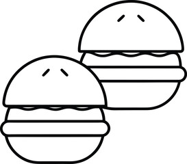 Mini Burger Sliders Small Stacked Bites Line Art Vector Illustration