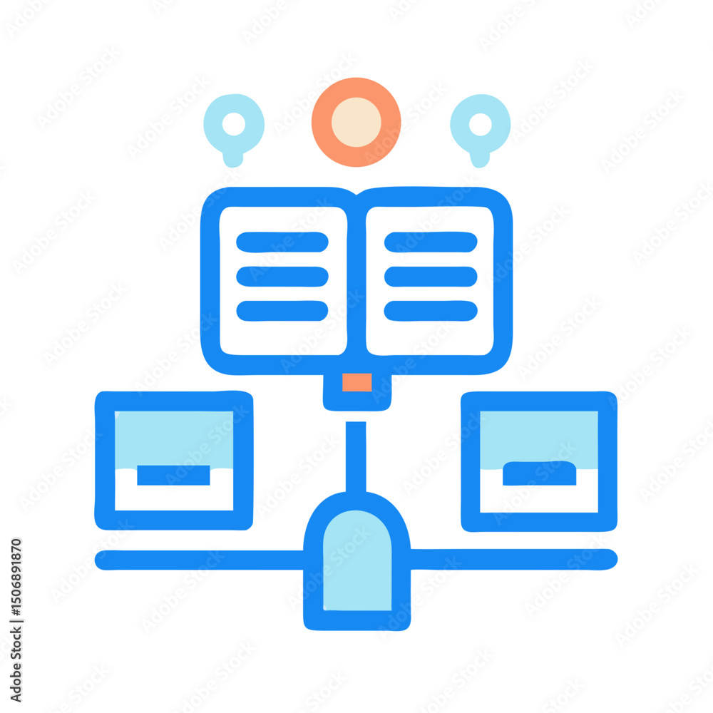 Aufkleber stylized infographic displaying knowledge transfer and data connectivity process