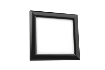 Sleek black frame with matte finish isolated on white background PNG