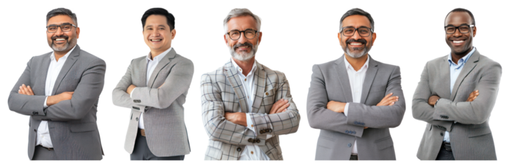 PNG Diverse professional team smiling, element set on transparent background