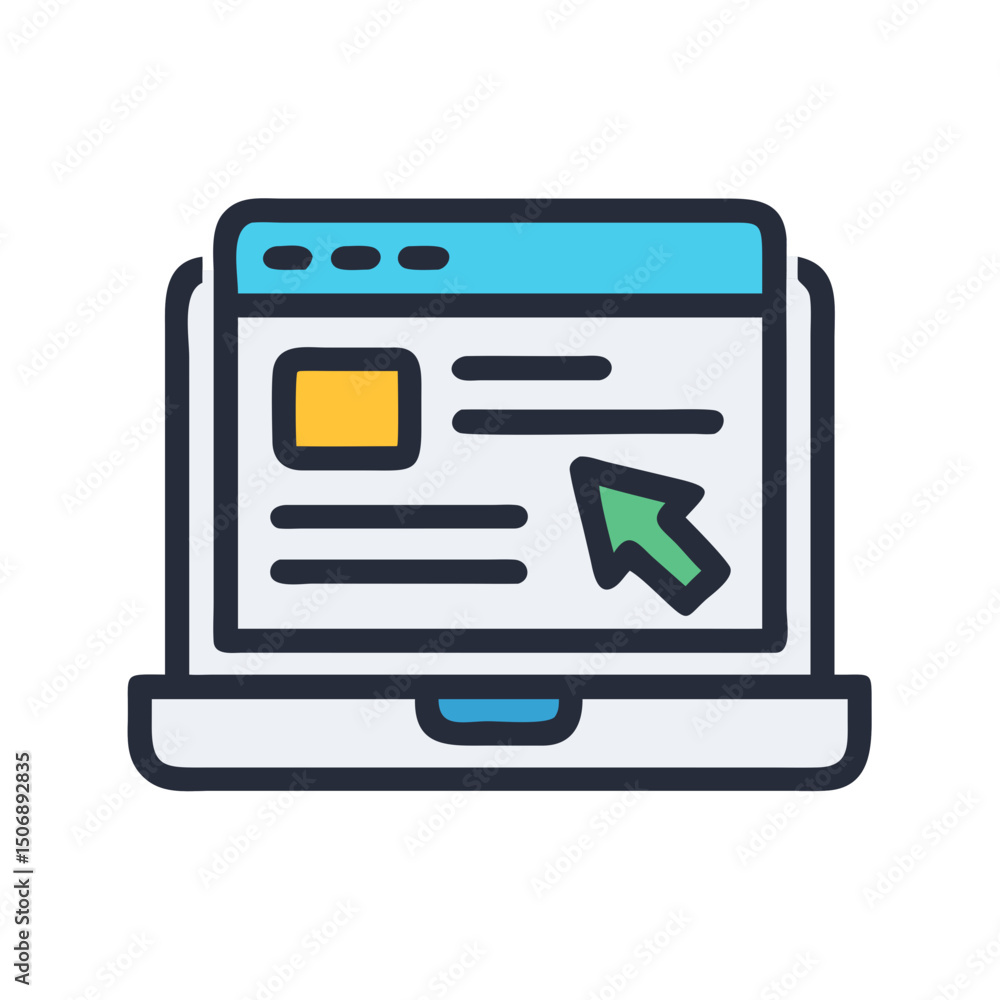 Aufkleber laptop interface with cursor represents clicking an element online