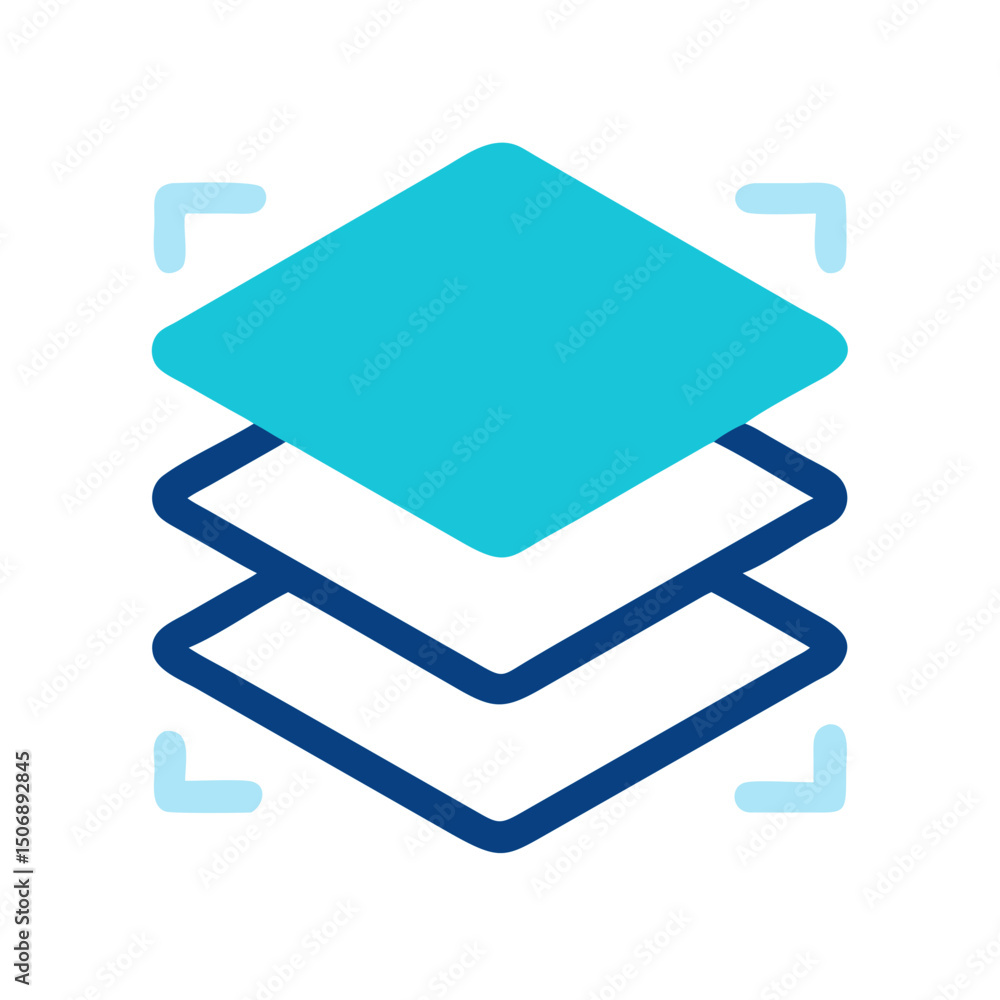 Poster stylized layers icon symbolizing structure and organization in flat design