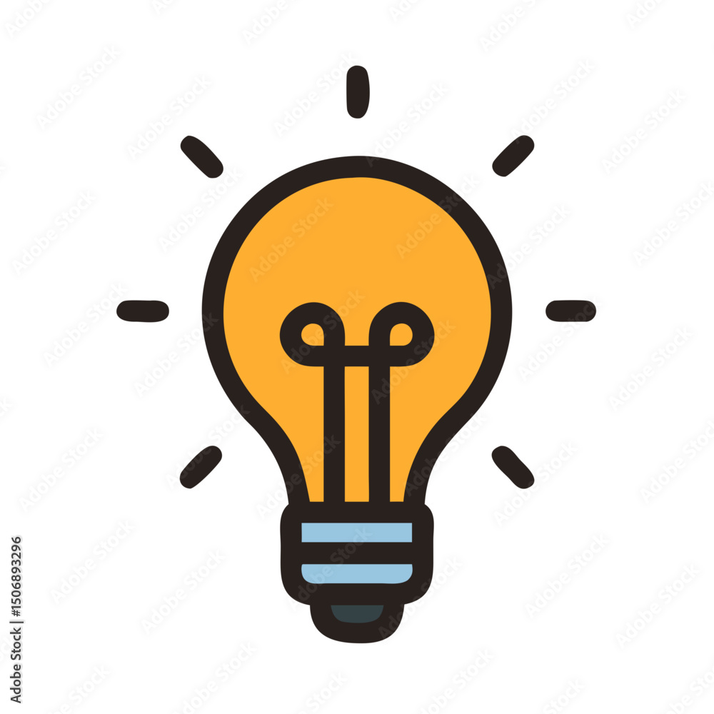 Poster flat lightbulb icon on white background displaying concept of idea