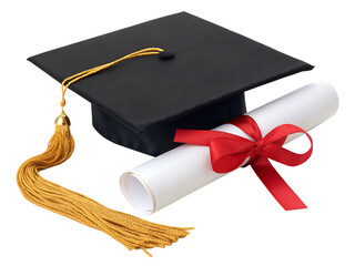 graduation cap and diploma