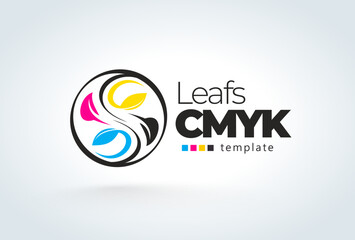 Abstract Circles and Leafs Cmyk color. Printing Logo. Template design vector. White background