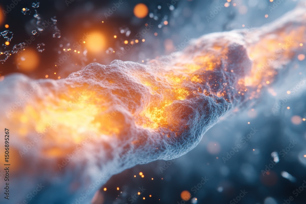 Poster bright cosmic stream of energy pulsating in the depths of space during an intense stellar event