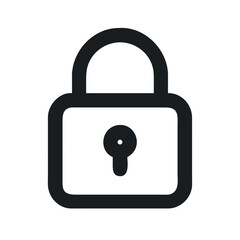 Minimalist black padlock icon symbolizing security and protection