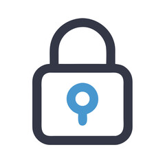 Stylized blue and dark gray padlock on White Background