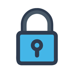 Simple blue padlock icon on White Background security concept