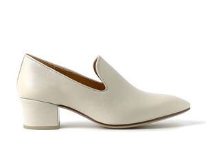 Elegant ivory women court shoes with a simple, elegant design, captured on a smooth white background with soft, even lighting,