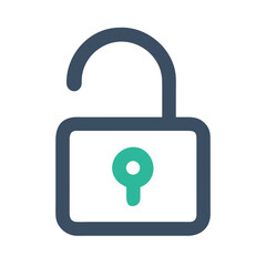 Open padlock icon with keyhole on a White Background