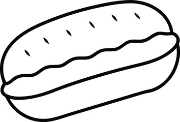 Mini Eclair Puff Chocolate Dessert Treat Line Art Vector Illustration