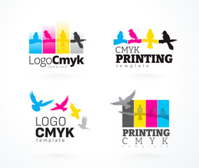 Set Logo CMYK Print theme. The birds. Template design vector.