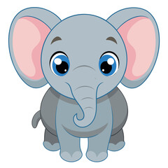 Naklejka premium Cartoon Elephant Vector Illustration Cute Animal Design