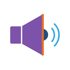 Minimalist speaker icon emitting signal waves on a White Background
