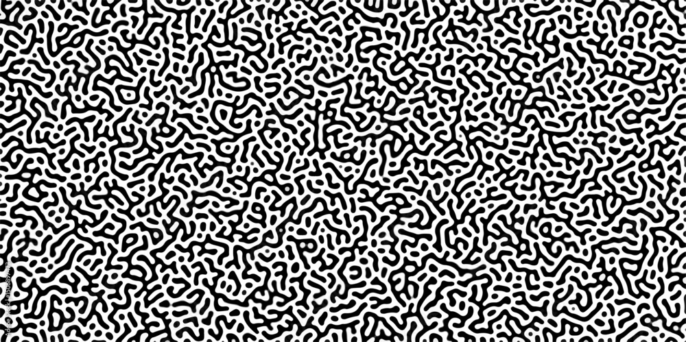 Poster organic seamless patterns with rounded lines diffusion reaction background. monochrome background of