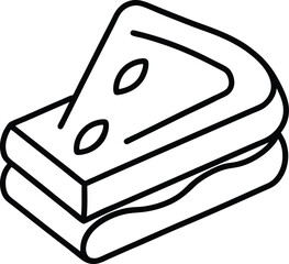 Mini Grilled Cheese Cheesy Sandwich Snack Line Art Vector Illustration