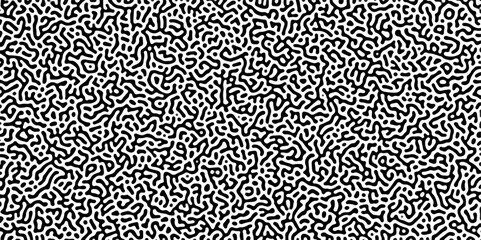 Organic seamless patterns with rounded lines Diffusion reaction background. Monochrome background of natural organic forms motion. Overlay template abstract Turing organic wallpaper background.