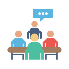 People in Meeting with Idea Flat Vector Illustration