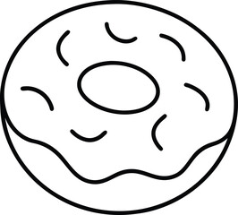 Mini Maple Bar Donut Glazed Sweet Treat Line Art Vector Illustration