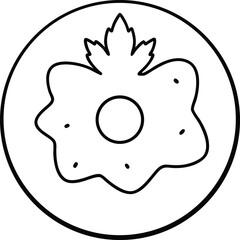 Mini Maple Donut Glazed Breakfast Dessert Line Art Vector Illustration