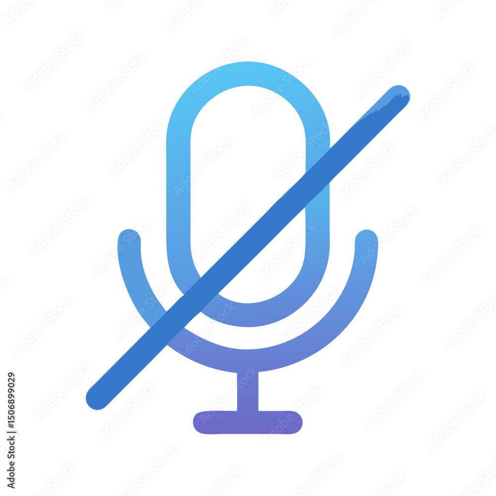 Poster muted microphone icon with gradient color on white background