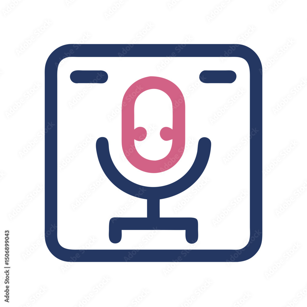 Poster modern microphone icon in minimal style on a white background