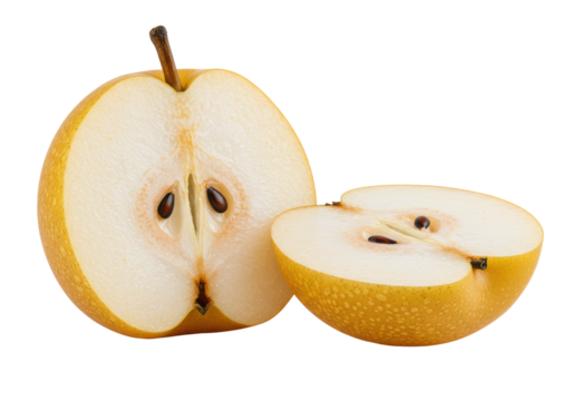 Isolated Cross Section of Asian Pear with Seeds