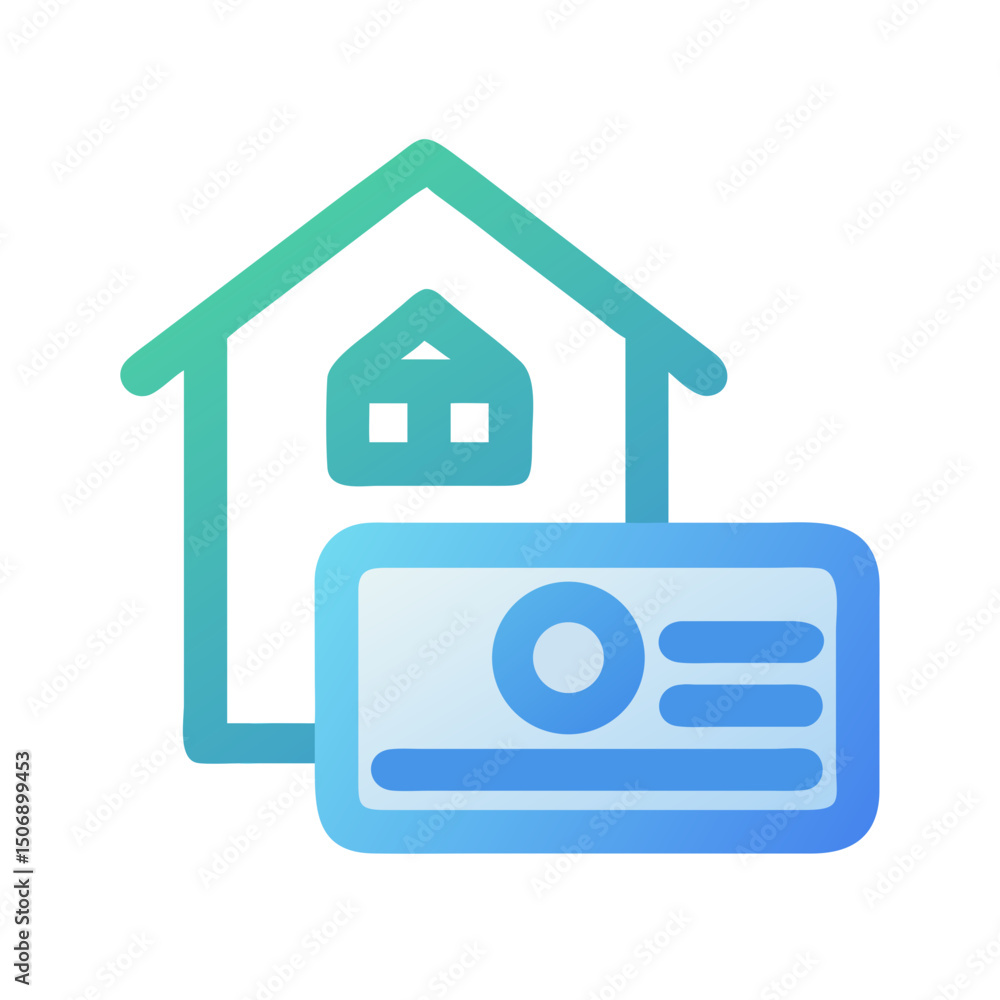 Poster house and identification card icon with gradient color scheme