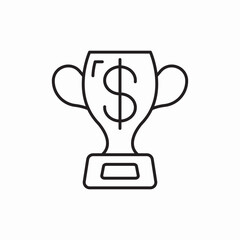 Money trophy winner cup icon vector sign