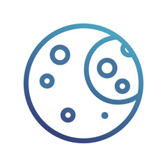 Minimalist blue gradient moon icon on White Background design