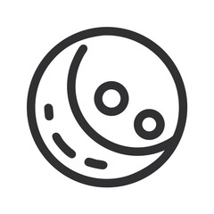 Fototapeta premium Abstract gray moon icon with craters on White Background