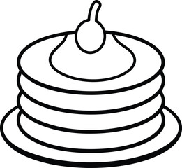Mini Pancake Stack Breakfast Dish Sketch Line Art Vector Illustration