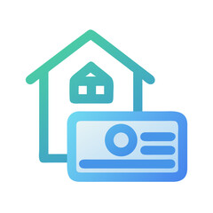 House and Identification Card Icon with Gradient Color Scheme