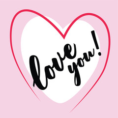 Line heart with love you writing