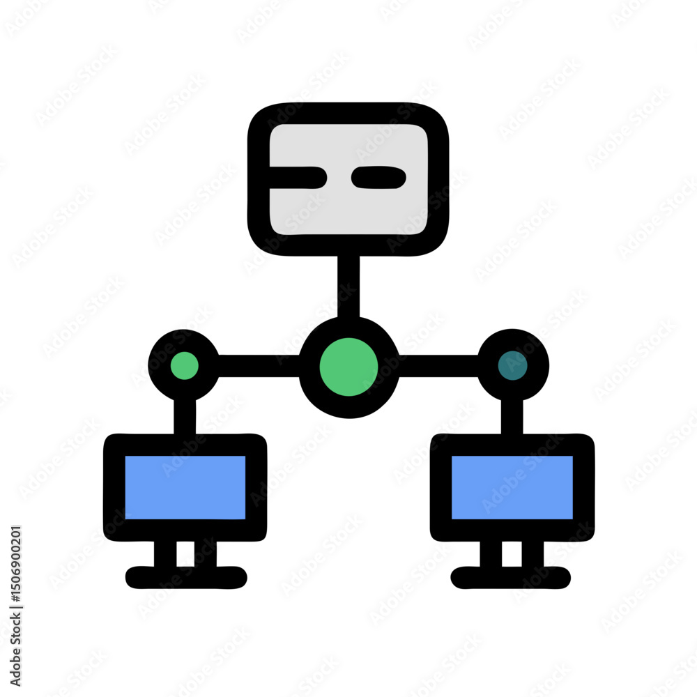 Poster network connection diagram showing data flow and connectivity