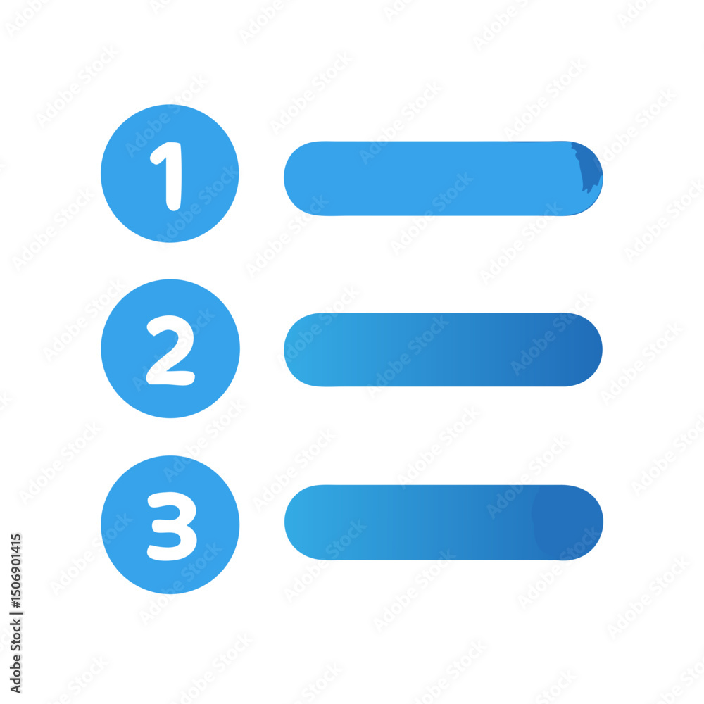 Aufkleber numbered list infographic on white background with blue elements