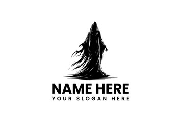 A striking ominous hooded figure in flowing black robes with a skeletal hand vector