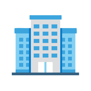 Flat vector office building on White Background graphic asset